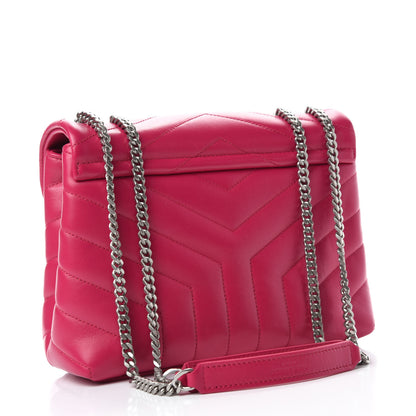 Saint Laurent Calfskin Y Quilted Monogram Small Loulou Chain Satchel Fresh Fuchsia 3 of 11