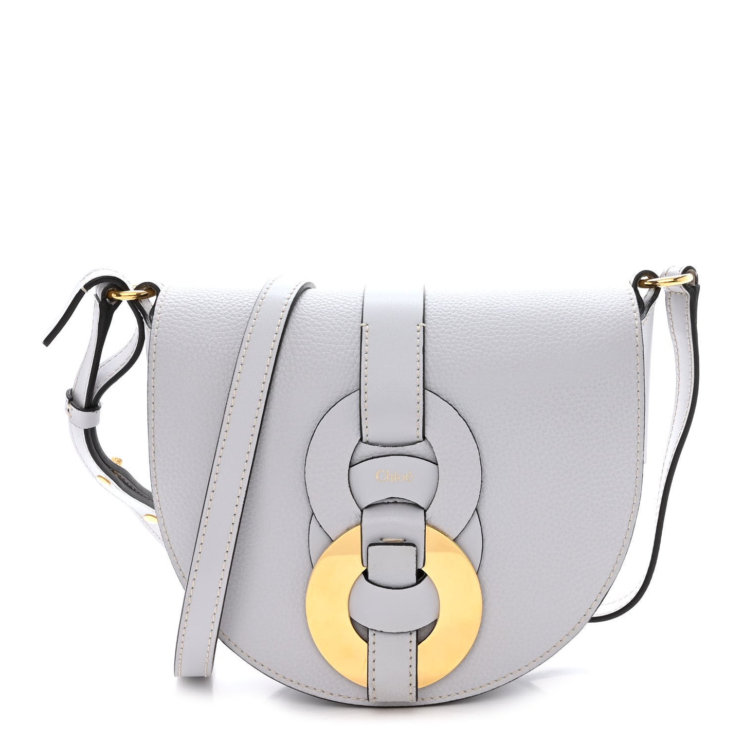 Grained Calfskin Small Darryl Saddle Crossbody Bag Light Cloud
