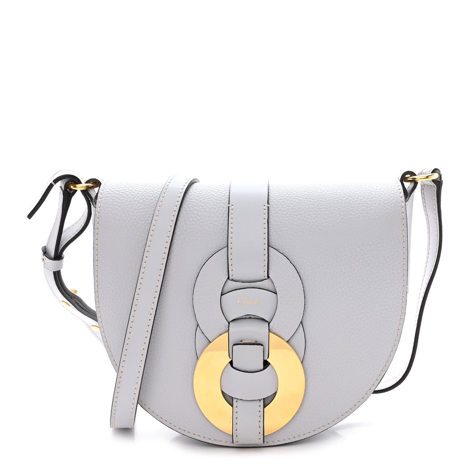 Chloe Grained Calfskin Small Darryl Saddle Crossbody Bag Light Cloud 1 of 12