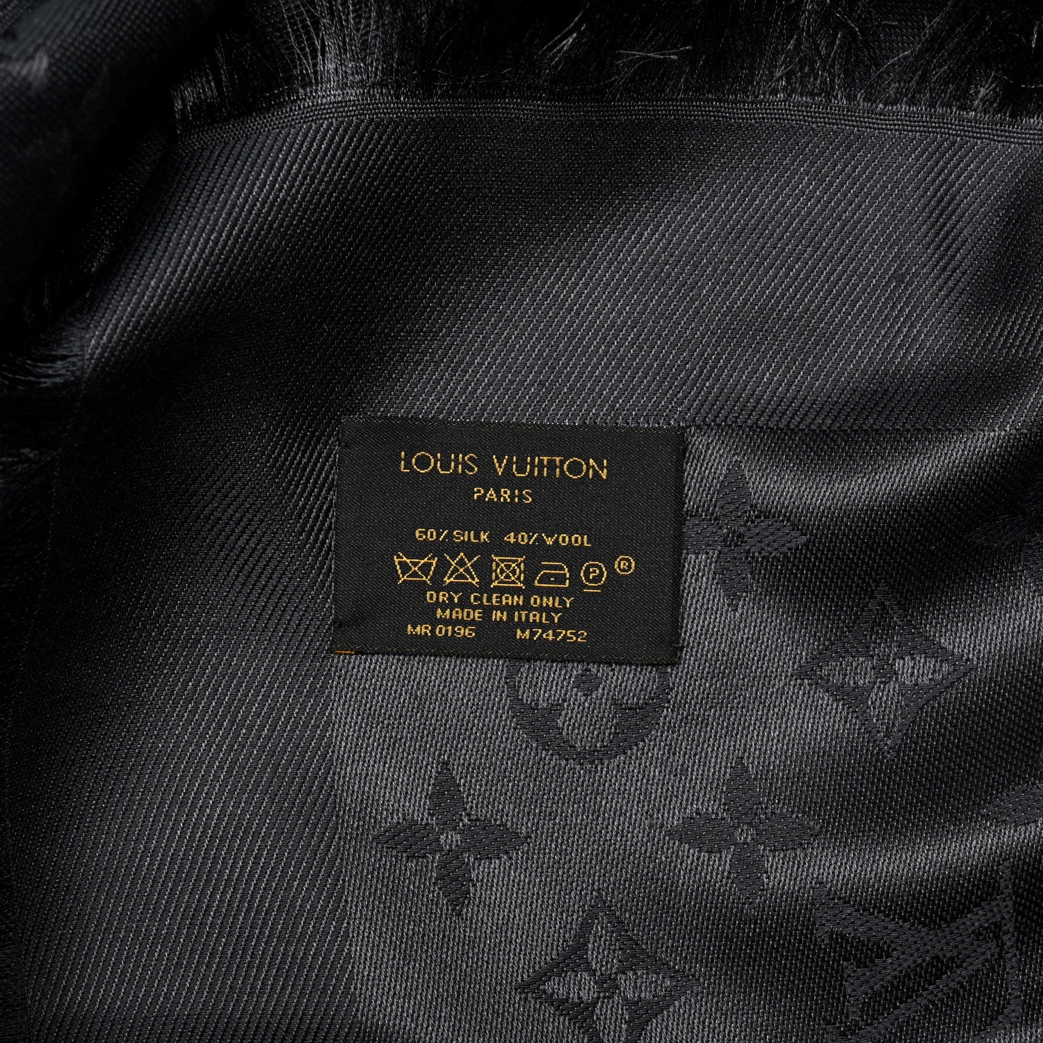 Louis Vuitton Silk Wool Monogram Shawl Charcoal Grey 3 of 3