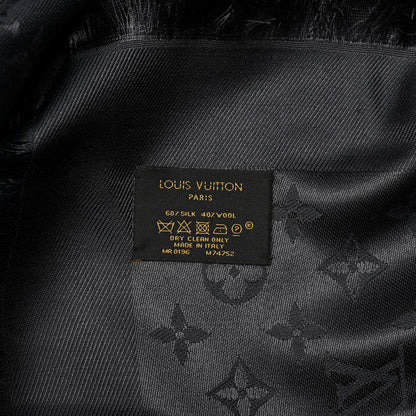 Louis Vuitton Silk Wool Monogram Shawl Charcoal Grey 3 of 3