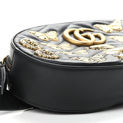 Gucci Calfskin Matelasse Animal Studs GG Marmont Belt Bag 85 34 Black 9 of 10
