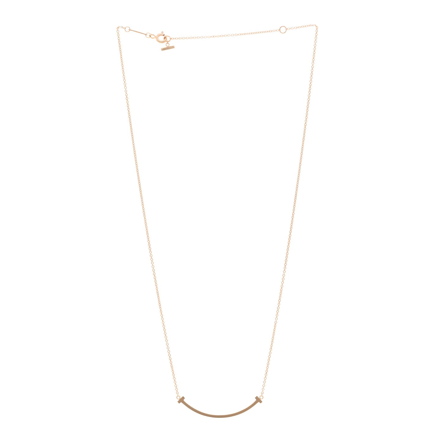 18K Rose Gold Small T Smile Pendant Necklace