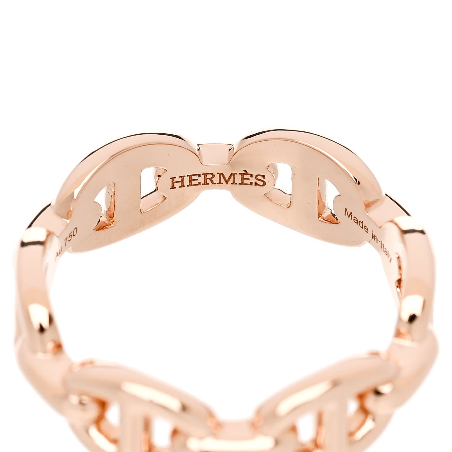 Hermes 18K Rose Gold PM Chaine d'Ancre Enchainee Ring 48 4.5 4 of 7