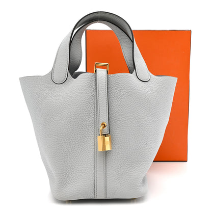 Hermes Taurillon Clemence Picotin Lock 18 PM Bleu Pale 11 of 11