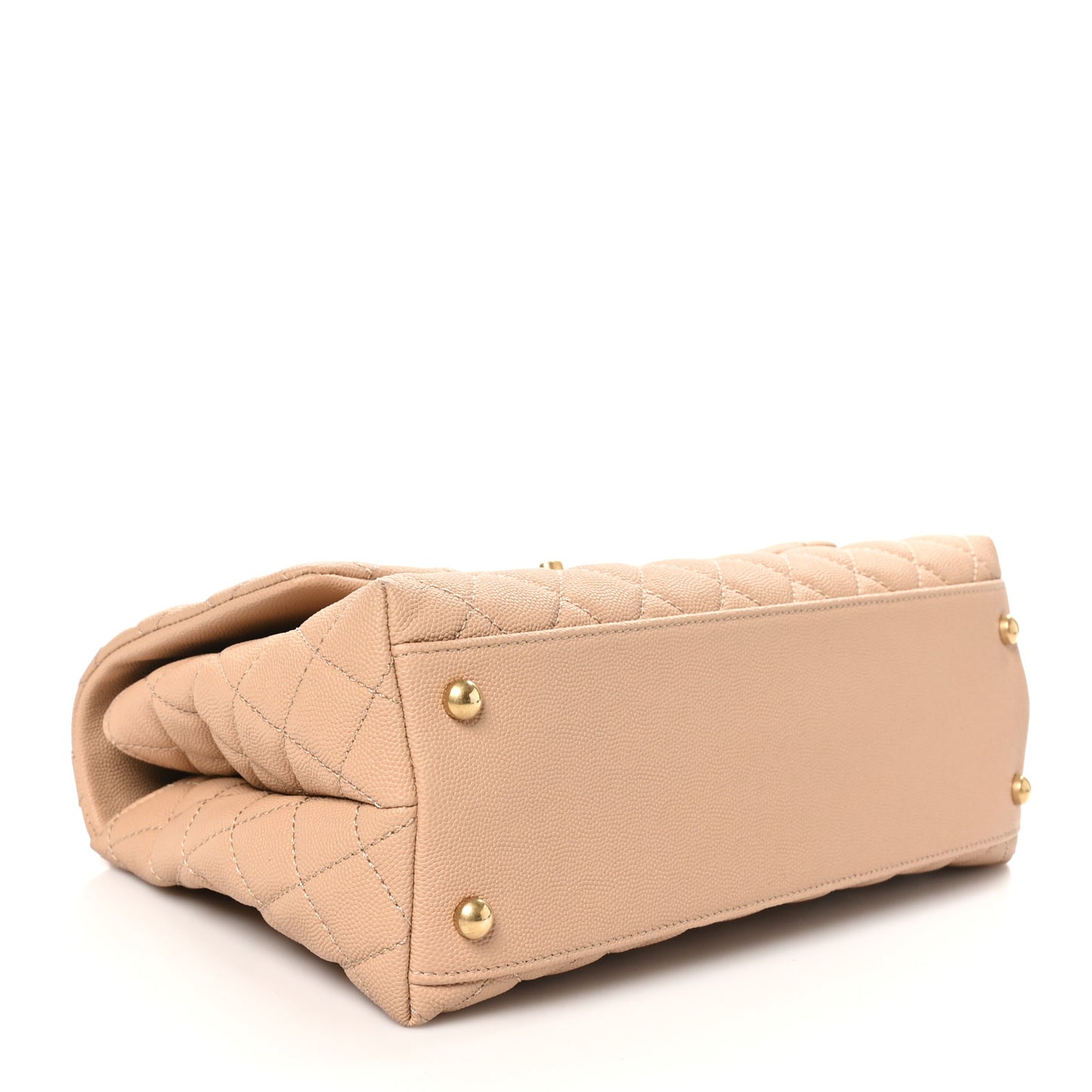 Caviar Lizard Embossed Quilted Small Coco Handle Flap Beige
