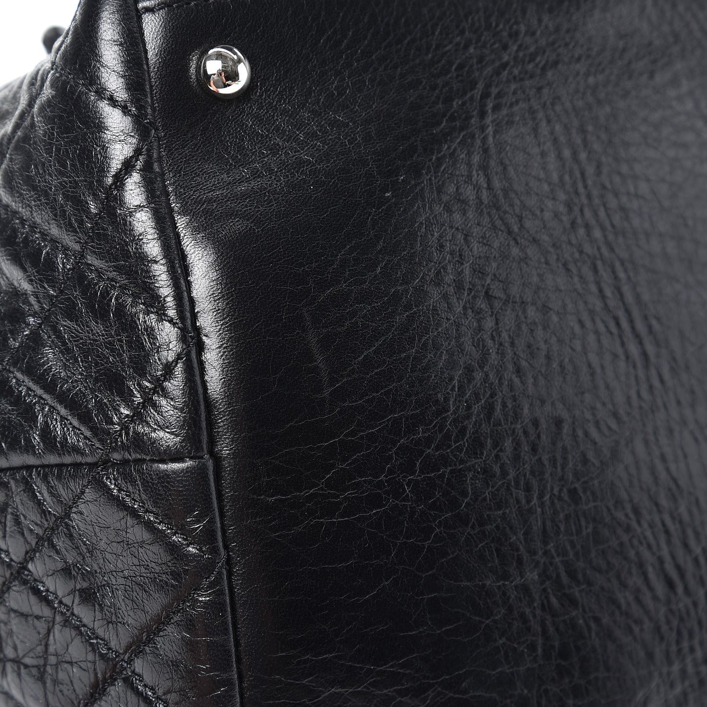 Glazed Calfskin Quilted Beijing Backpack Black