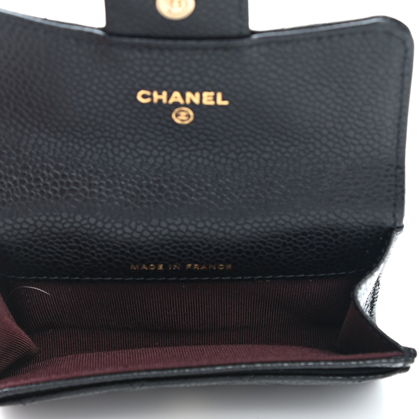 Caviar Quilted Flap Card Holder Wallet Black