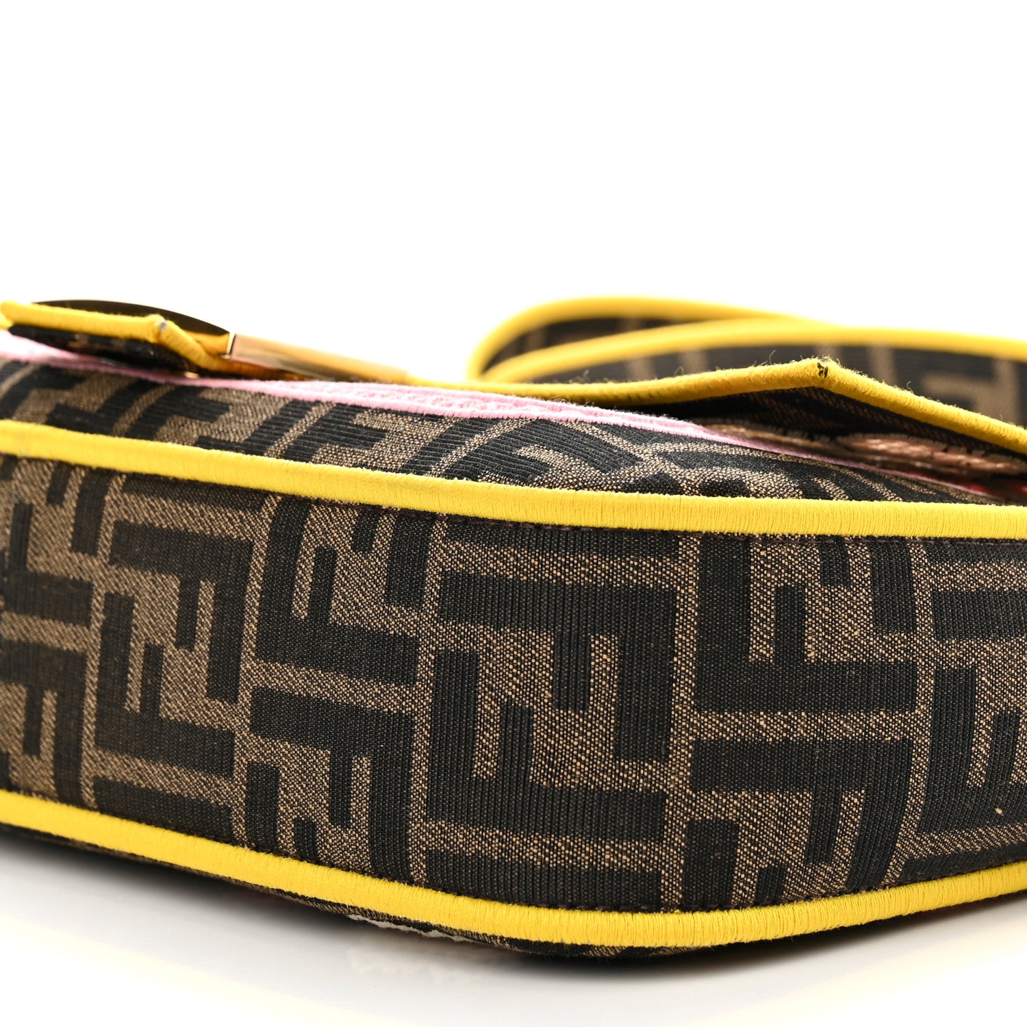 Fendi Fabric Jacquard FF Floral Embroidered Baguette Tobacco Moro Multicolor 9 of 9