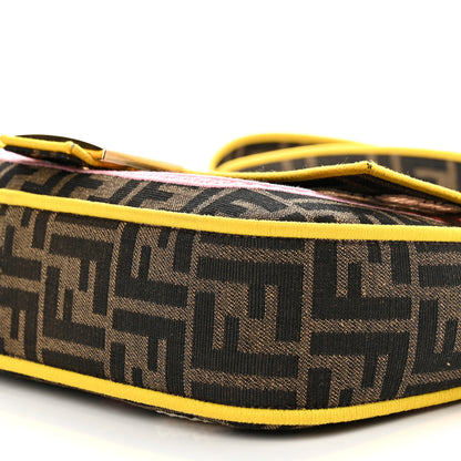 Fendi Fabric Jacquard FF Floral Embroidered Baguette Tobacco Moro Multicolor 9 of 9