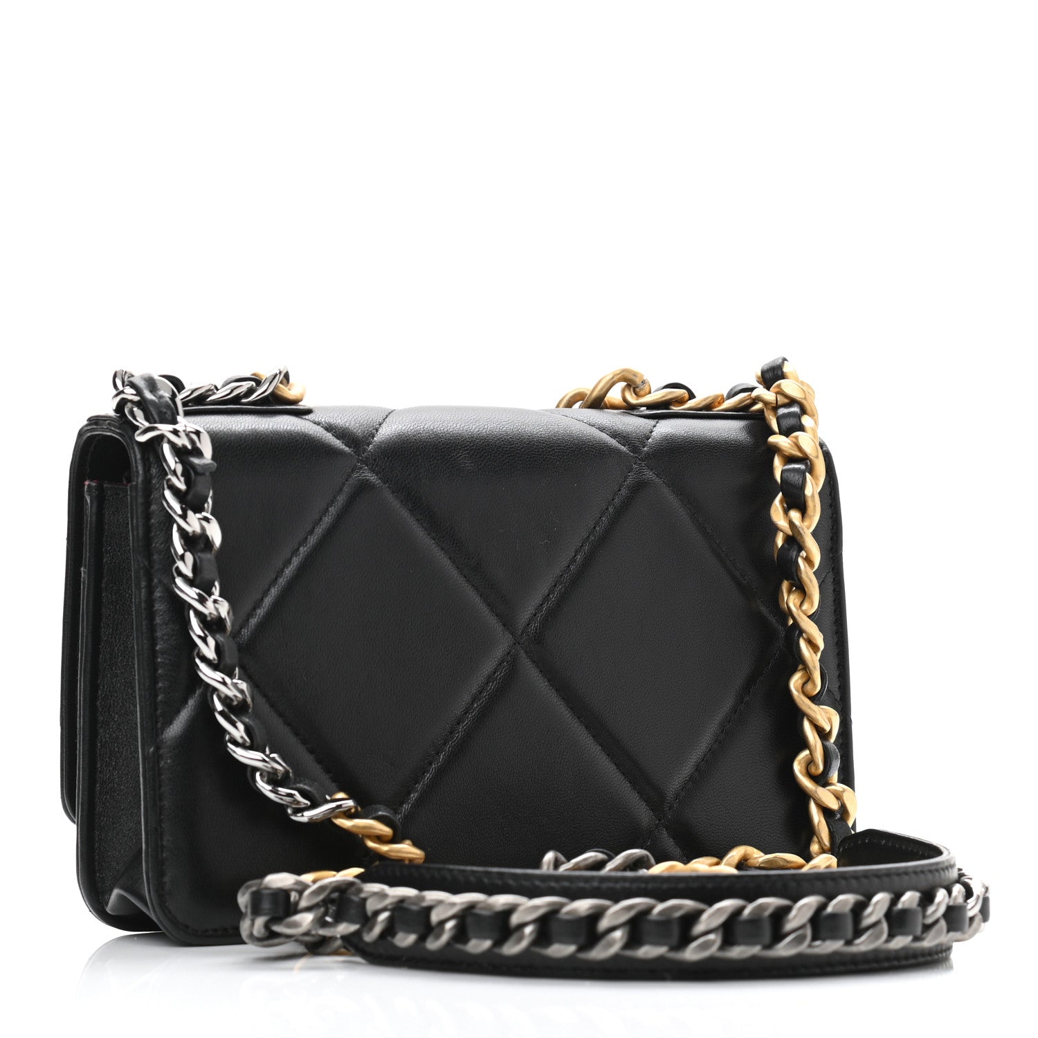 Chanel Lambskin Quilted Chanel 19 Wallet On Chain WOC Black 3 of 11