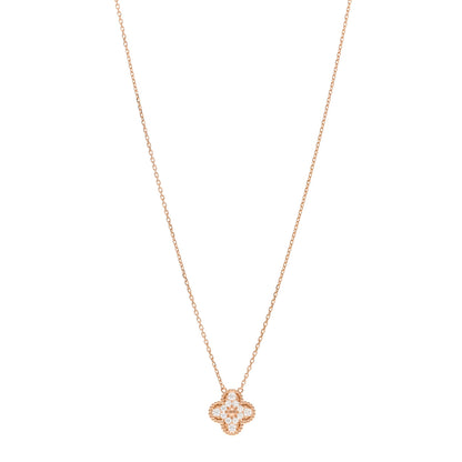 Van Cleef & Arpels 18K Rose Gold Diamond Vintage Alhambra Pendant Necklace 1 of 5