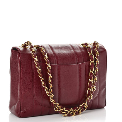 Chanel Caviar Vertical Quilt Jumbo Flap Dark Red 4 of 21
