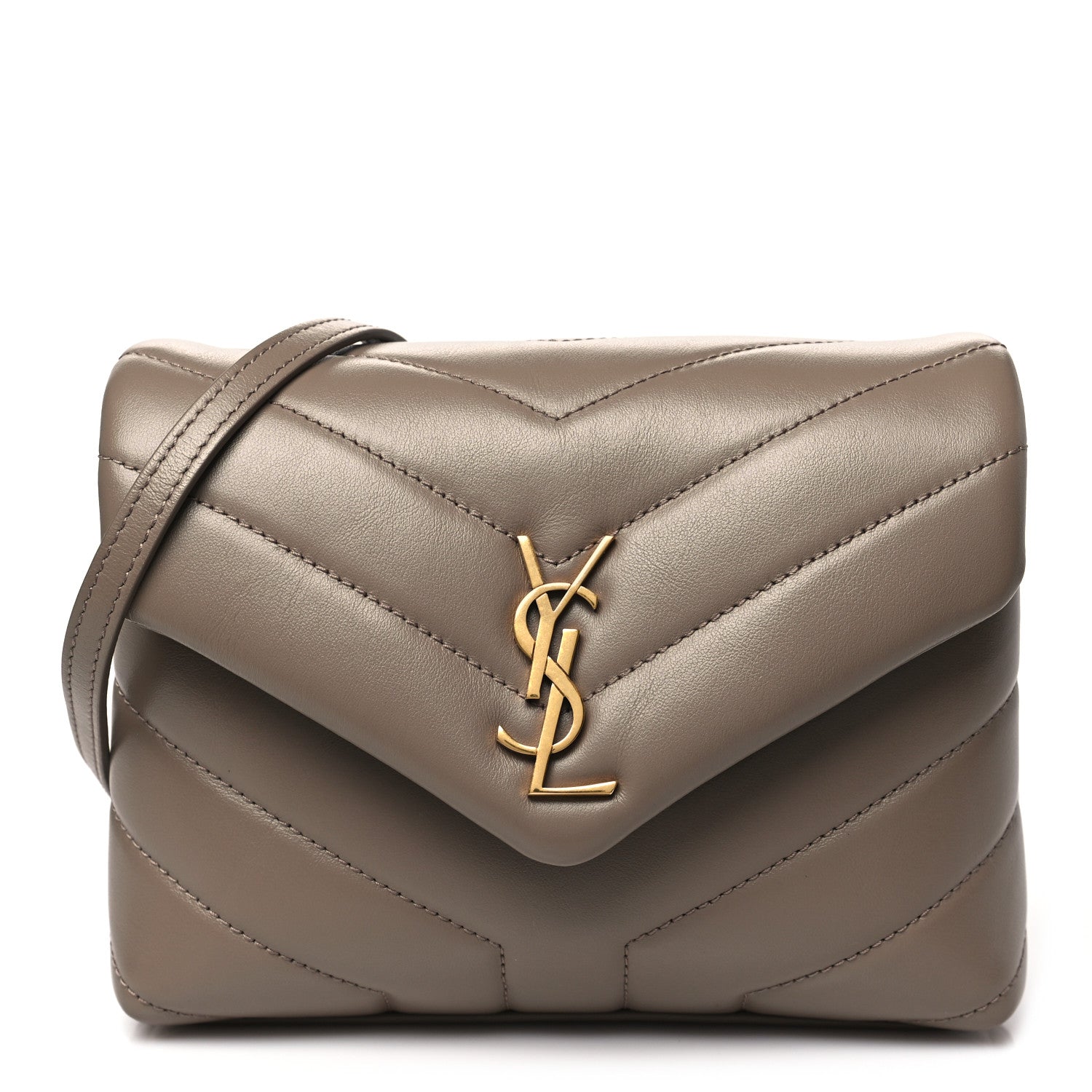 Saint Laurent Calfskin Y Quilted Monogram Toy Loulou Crossbody Bag Taupe 1 of 11