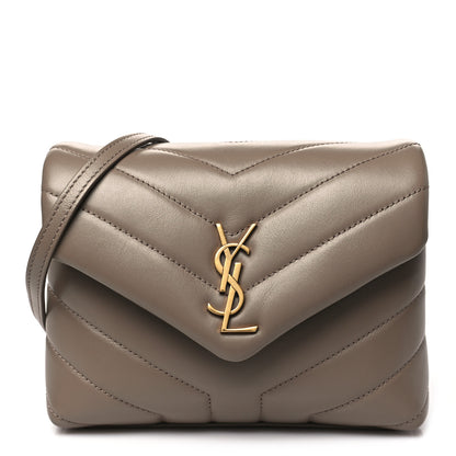 Saint Laurent Calfskin Y Quilted Monogram Toy Loulou Crossbody Bag Taupe 1 of 11