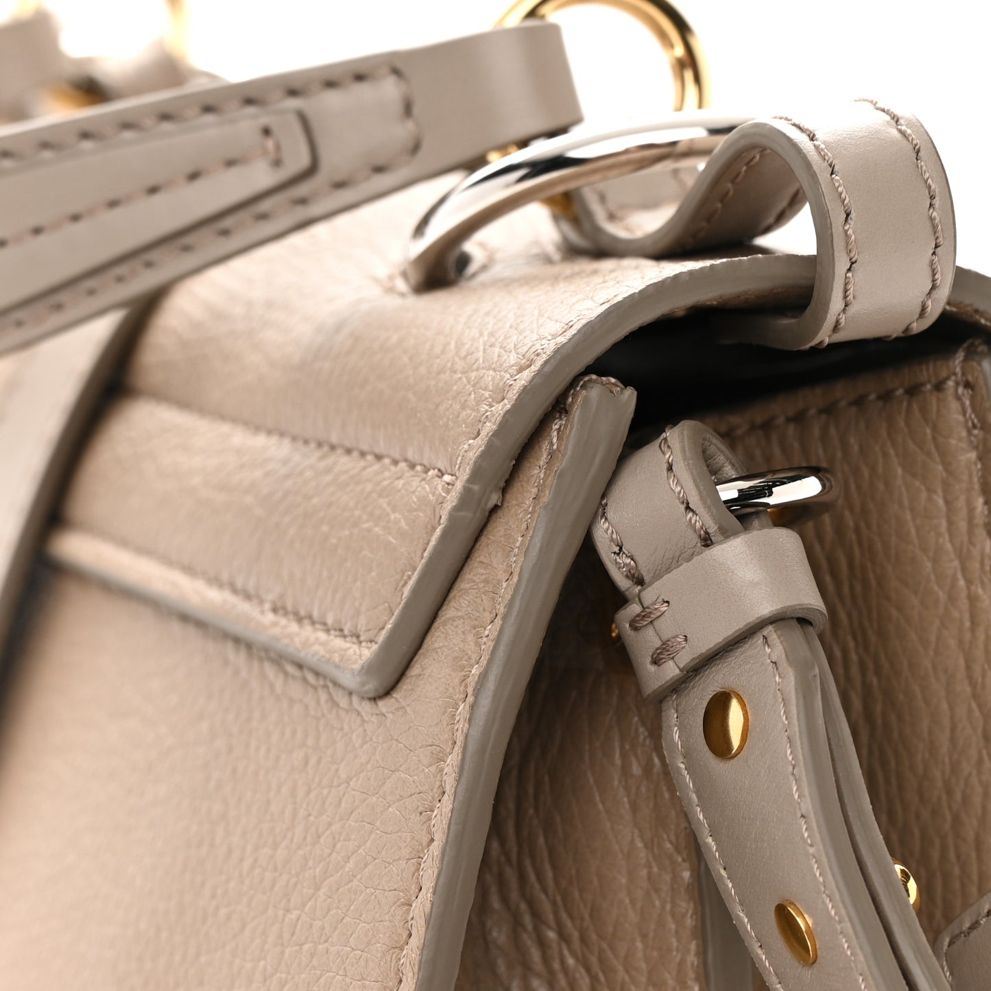 Grained Deerskin Shiny Calfskin Large Aby Day Shoulder Bag Motty Grey