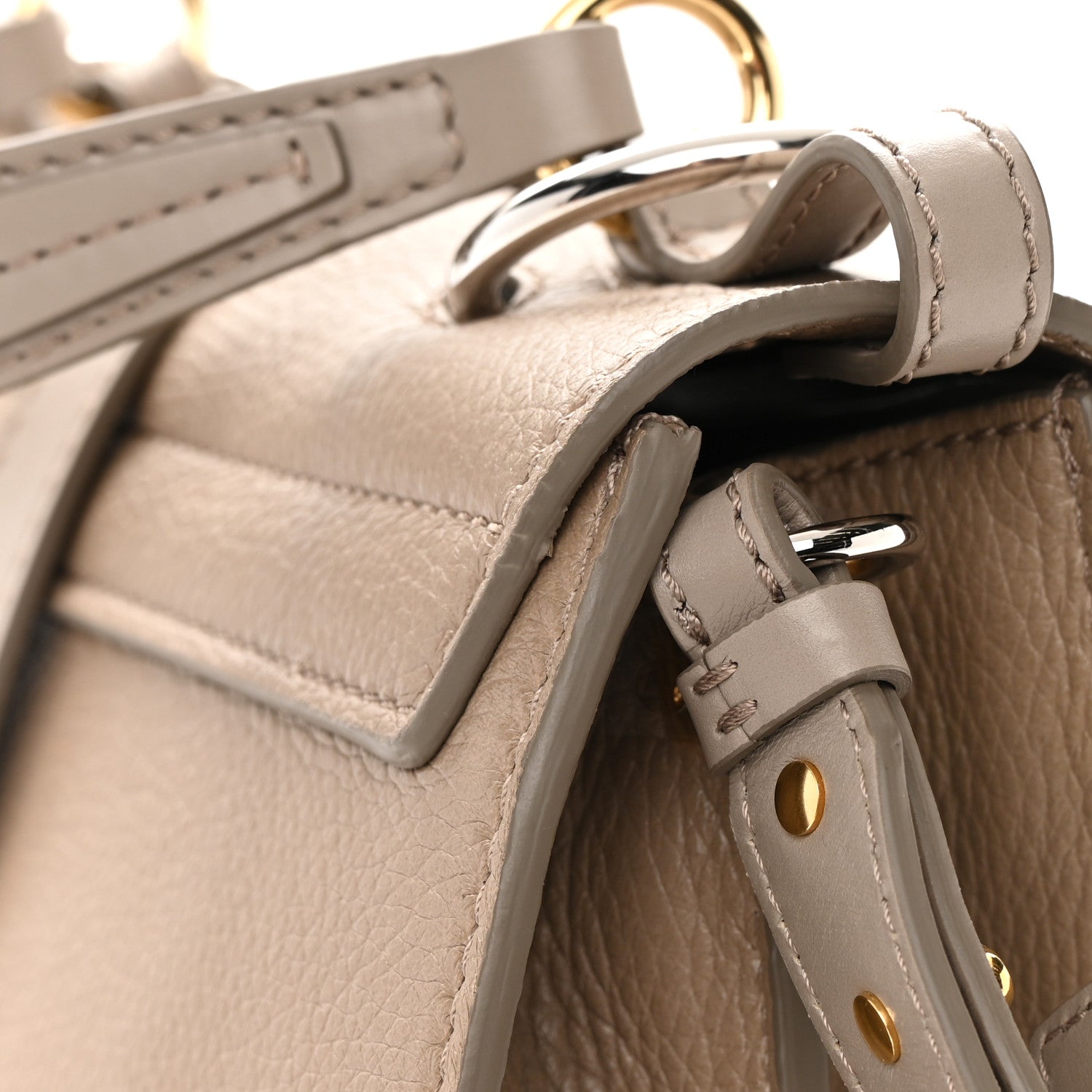 Chloe Grained Deerskin Shiny Calfskin Large Aby Day Shoulder Bag Motty Grey 12 of 16