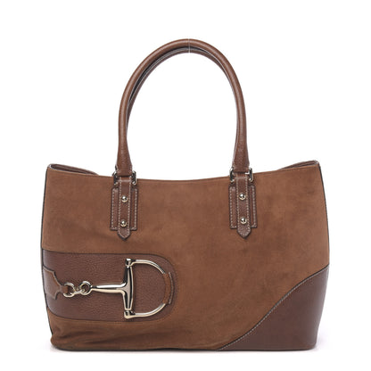 Gucci Suede Calfskin Medium Hasler Tote Brown 1 of 14