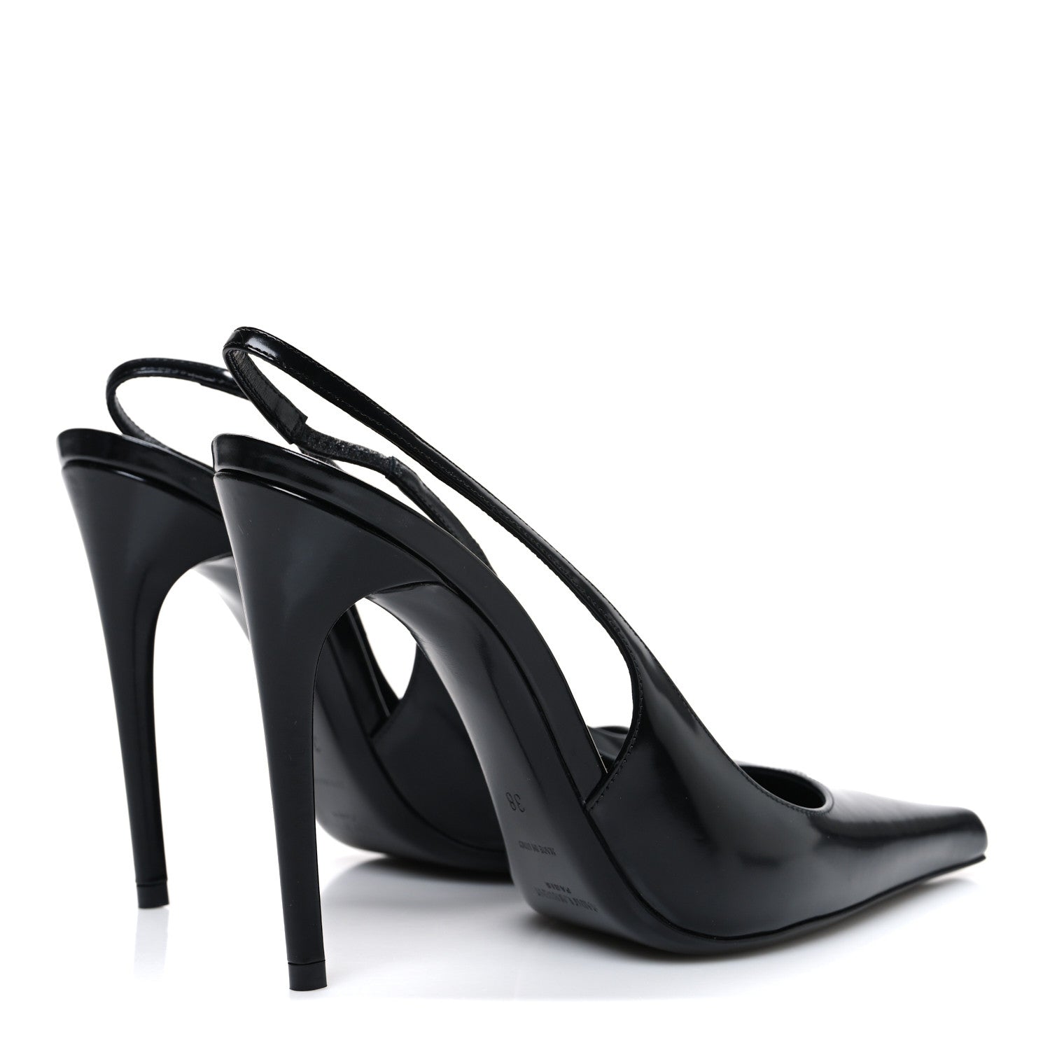 Saint Laurent Patent Vendome Slingback Pumps 38 Black 5 of 10