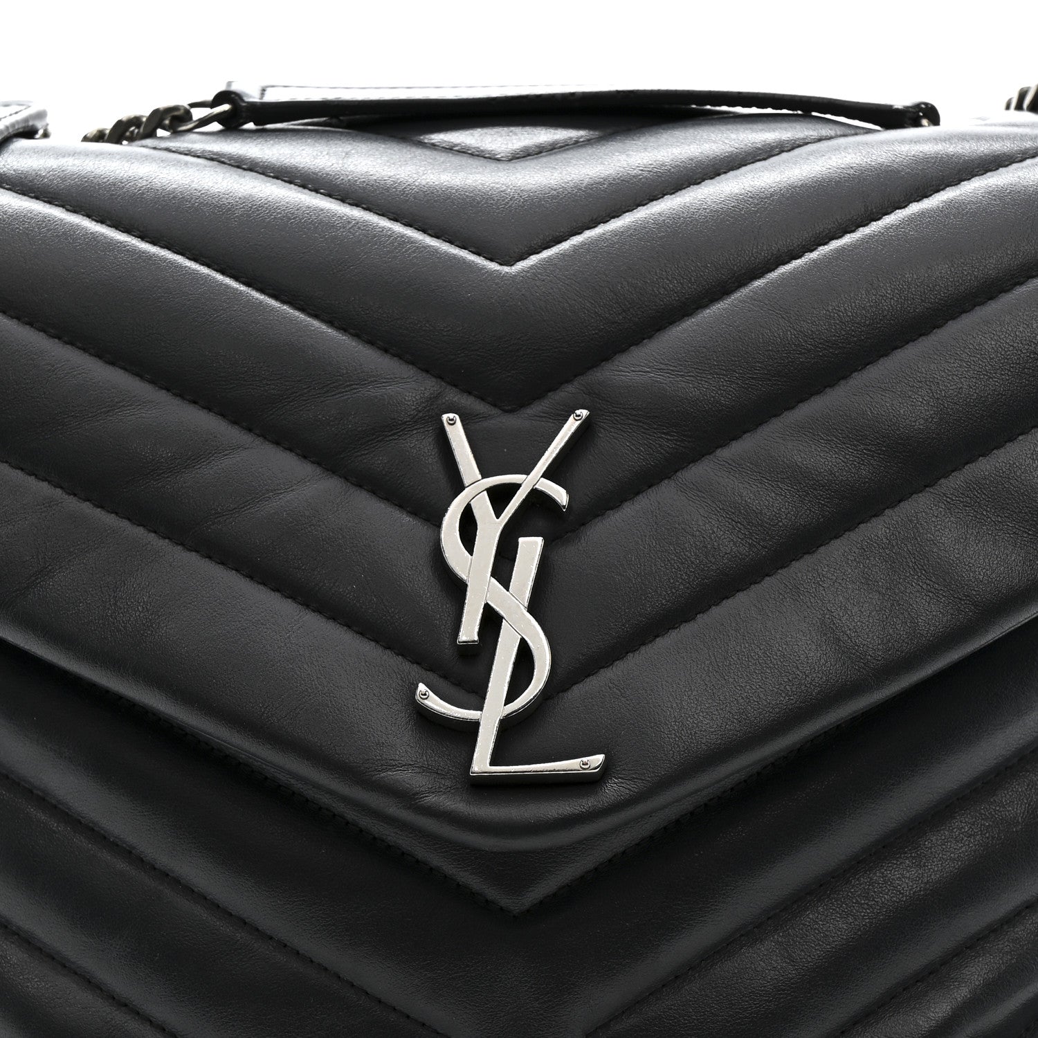 Saint Laurent Calfskin Y Quilted Monogram Medium Loulou Chain Satchel Storm 9 of 16