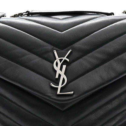 Saint Laurent Calfskin Y Quilted Monogram Medium Loulou Chain Satchel Storm 9 of 16