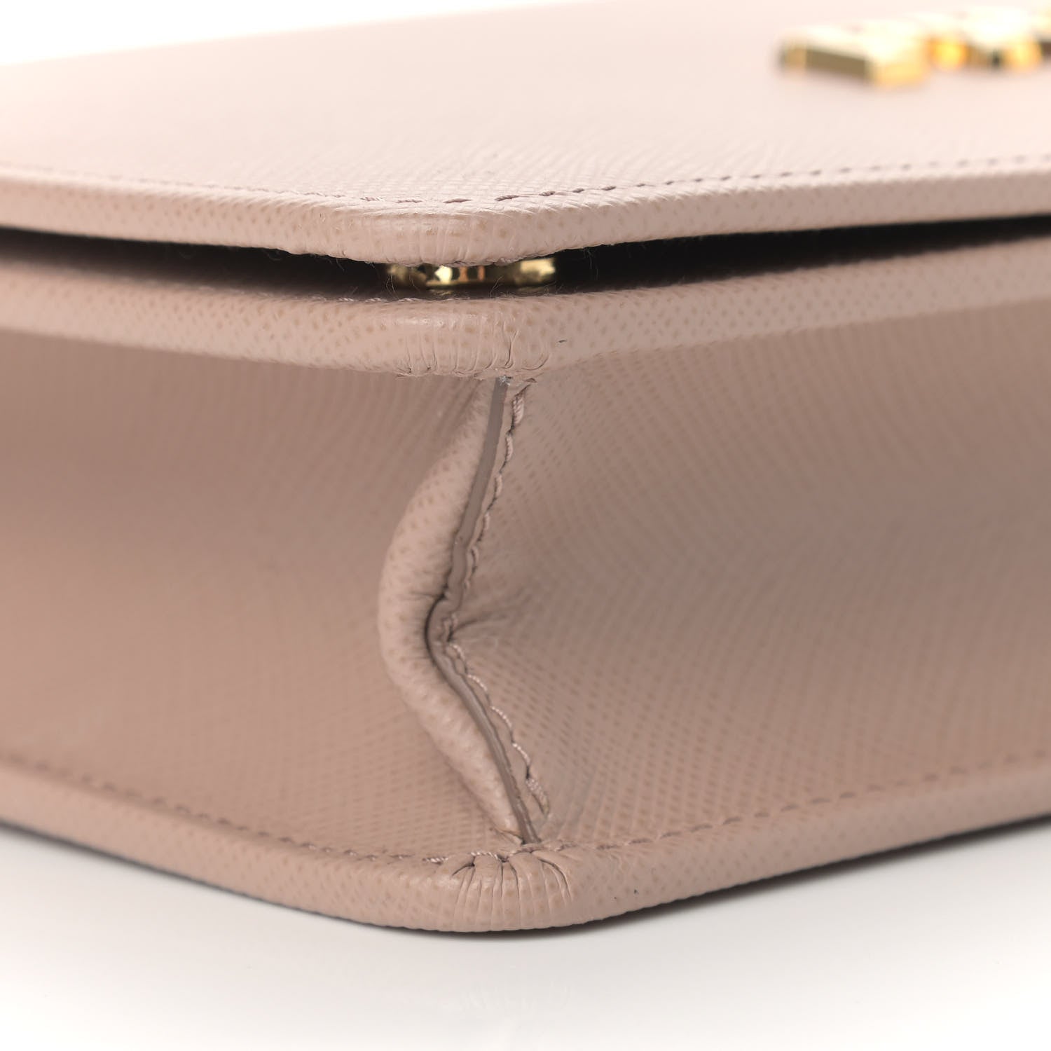 Prada Saffiano Lux Metal Logo Mini Chain Flap Crossbody Bag Cipria 7 of 8