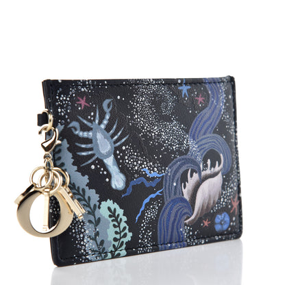Christian Dior Calfskin Printed Nature Ballet Lady Dior Card Holder Blue 3 of 8