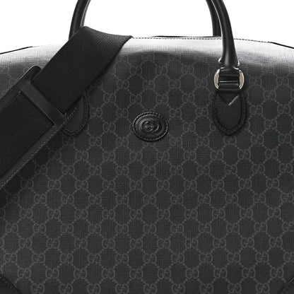 Gucci GG Supreme Monogram Azalea Calfskin Retro Interlocking G Large Duffle Bag Black Grey 7 of 12