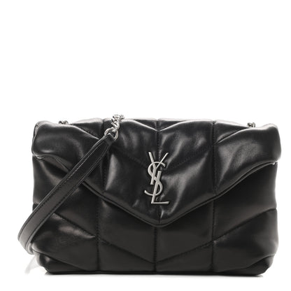 Saint Laurent Lambskin Quilted Toy Loulou Puffer Monogram Chain Satchel Black 1 of 11