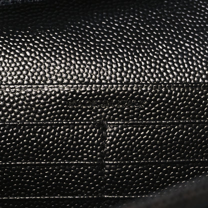Saint Laurent Grain De Poudre Matelasse Chevron Monogram Monochrome Chain Wallet Black 7 of 10