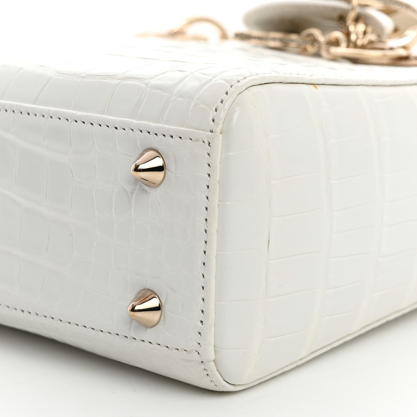 Alligator Swarovski Crystal Small Lady Dior White