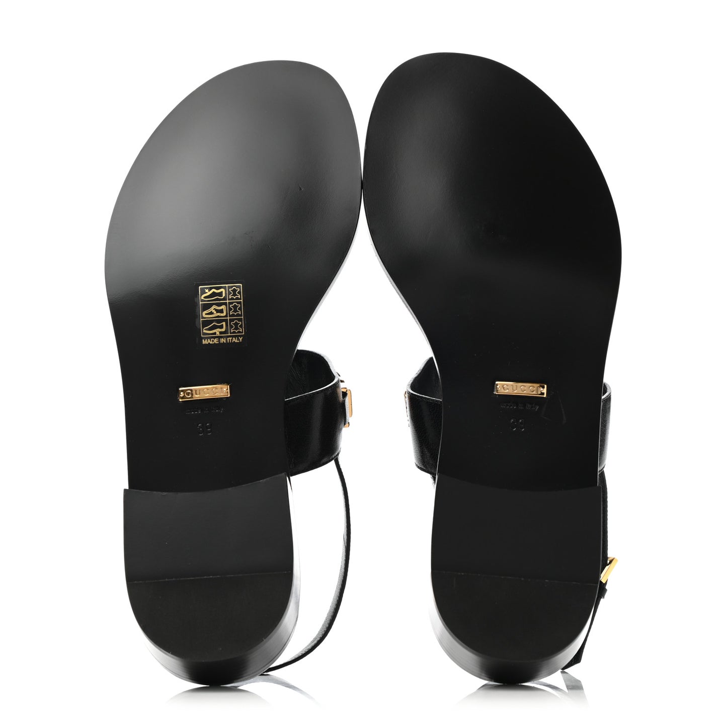 Calfskin Chain Thong Sandals 39 Black