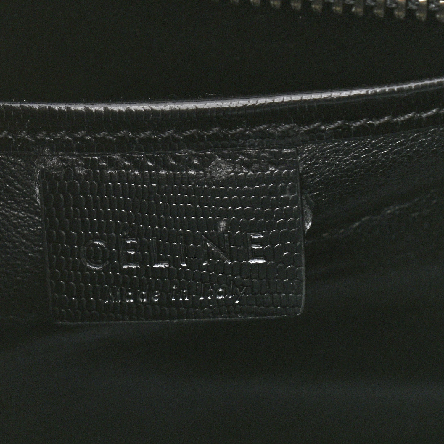Celine Smooth Calfskin Lizard Embossed Nano Luggage White Black 7 of 12