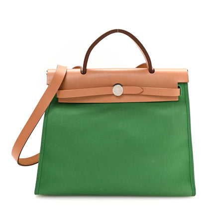 Hermes Vache Hunter Toile Herbag Zip 31 PM Bambou Natural 1 of 10