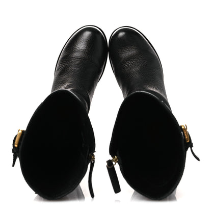Prada Vitello Daino Riding Boots 38 Black 2 of 15