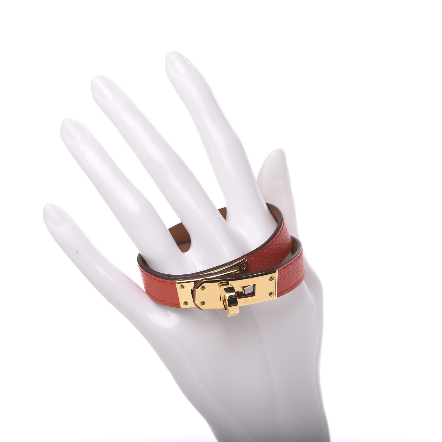 Hermes Epsom Kelly Double Tour Bracelet XS Rose Jaipur 2 of 6