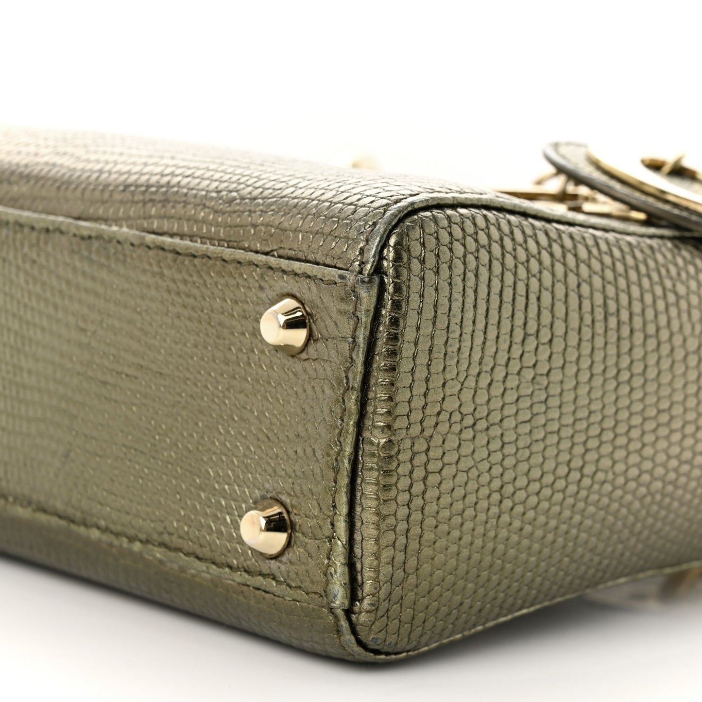 Metallic Lizard Mini Lady Dior Green