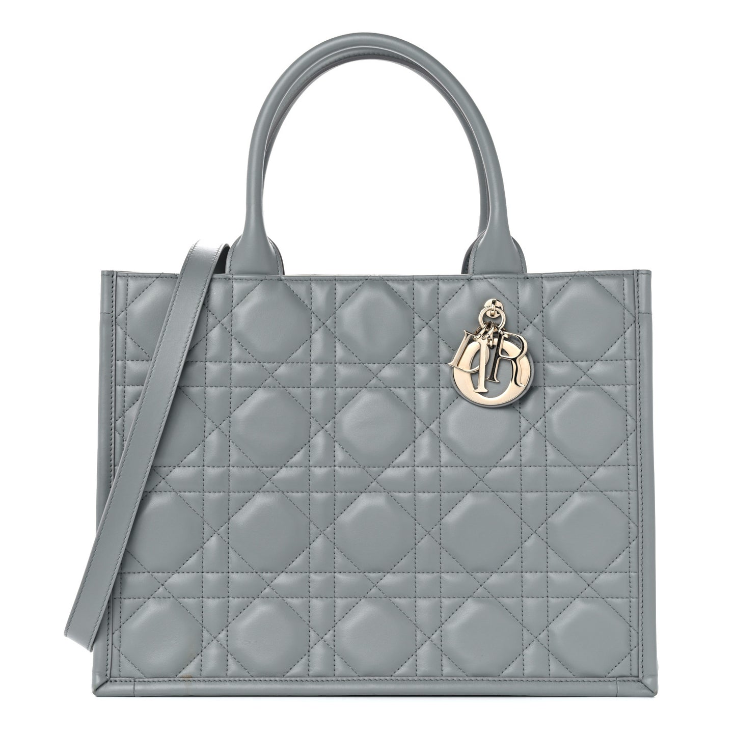 Calfskin Macrocannage Medium Book Tote Grey
