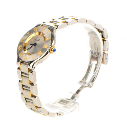 Cartier Stainless Steel 18K Yellow Gold 28mm Must De 21 Quartz Watch 4 of 10