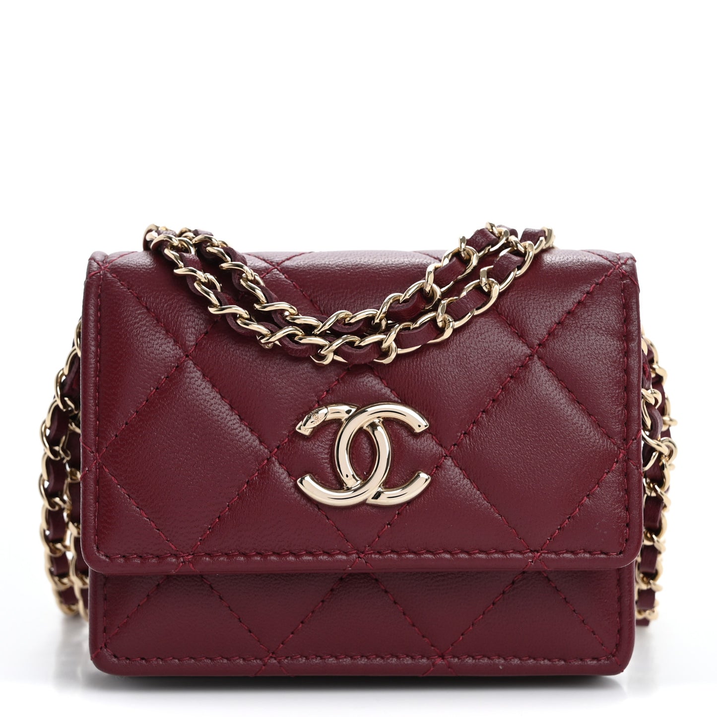Lambskin Quilted Mini Flap With Chain Burgundy