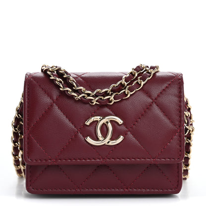 Chanel Lambskin Quilted Mini Flap With Chain Burgundy 9 of 11