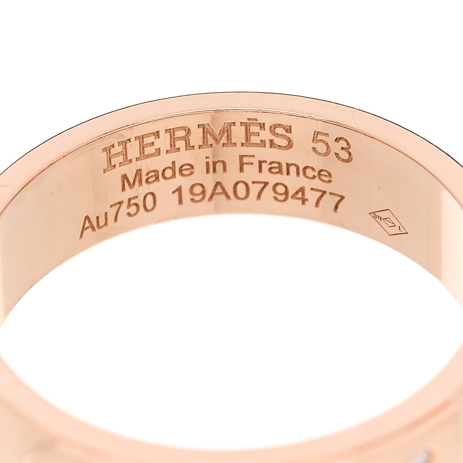 Hermes 18K Rose Gold Diamond PM Kelly Ring 53 6.5 4 of 5