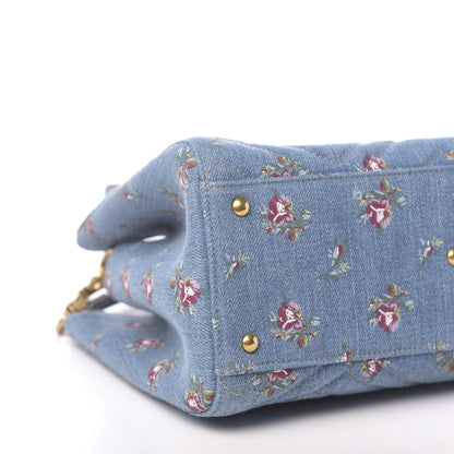 Gucci Denim Matelasse Flora Small GG Marmont Tote Blue 9 of 10