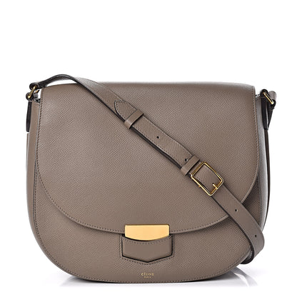 Celine Grained Calfskin Medium Trotteur Taupe 1 of 12