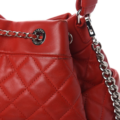 Chanel Lambskin Quilted Small CC Chain Drawstring Bucket Bag Red 9 of 10
