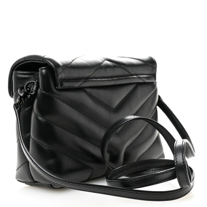 Saint Laurent Calfskin Y Quilted Monogram Monochrome Toy Loulou Crossbody Bag Black 3 of 11