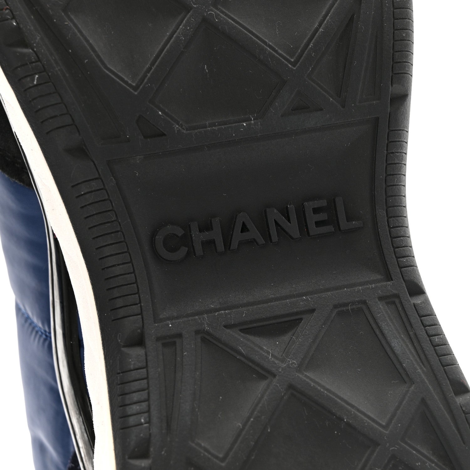 Chanel Nylon Suede Calfskin Womens Logo Sneakers 41 Dark Navy Blue 9 of 13