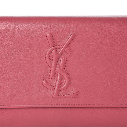 Saint Laurent Calfskin Monogram Large Belle De Jour Clutch Pink 8 of 8