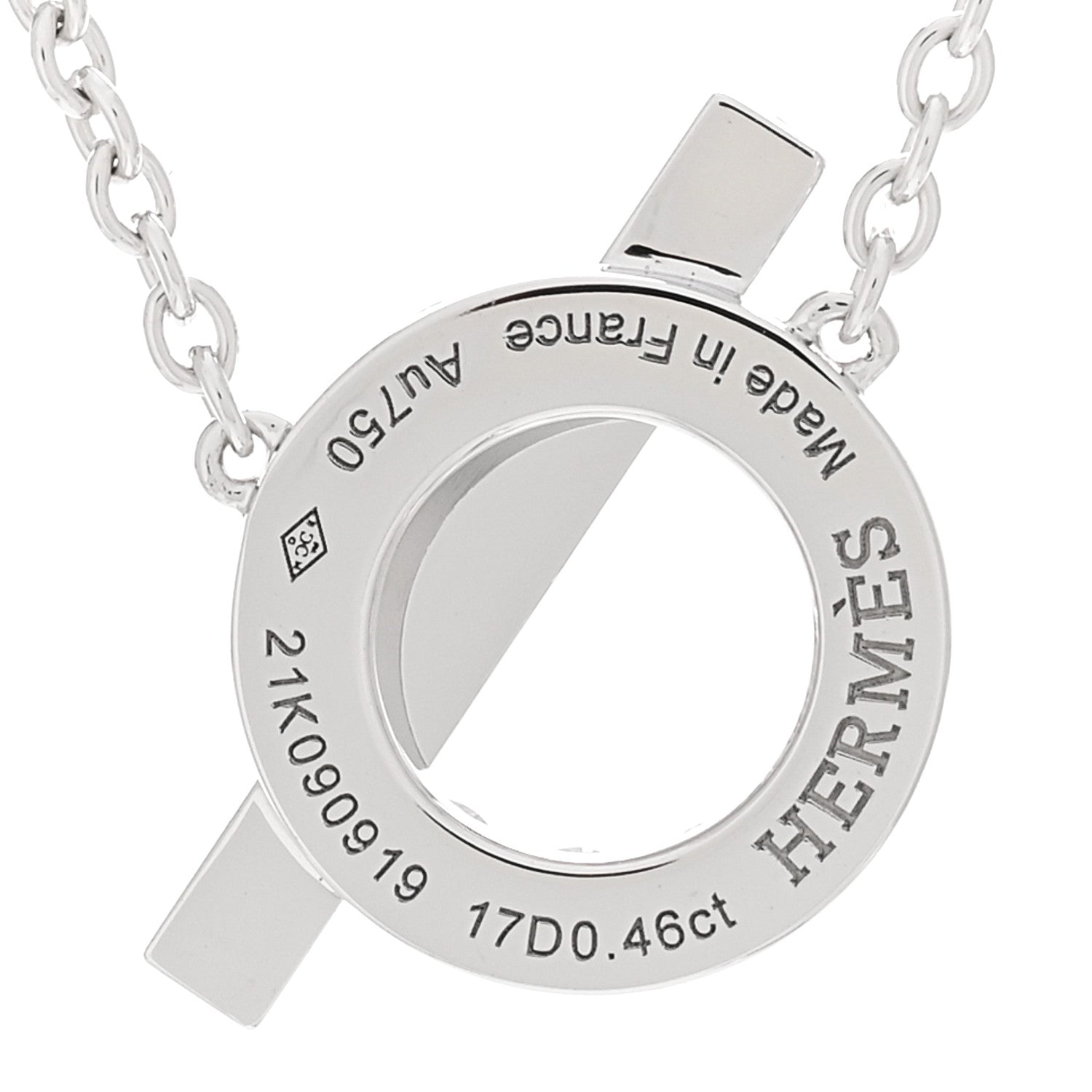 Hermes 18K White Gold Diamond Finesse Pendant Necklace 4 of 5