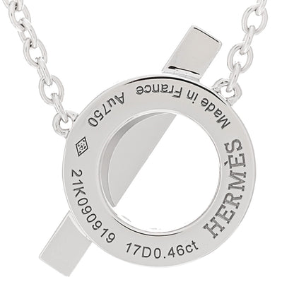 Hermes 18K White Gold Diamond Finesse Pendant Necklace 4 of 5